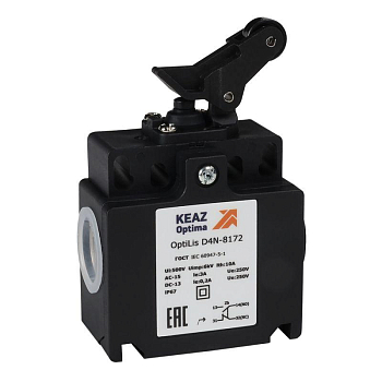 Выключатель концевой OptiLiS D4N-8172 рычаг роликовый вертикальное перемещение EN 50047 XCKT2127P16 КЭАЗ 365317
