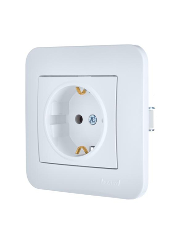 Розетка 1-м СП ASTI 16А IP20 с заземл. защ. шторки термопласт в сборе бел. LEZARD 7081-0202-124B