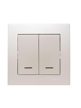 Выключатель 2-кл. СП Vesna с индикацией механизм жемчуж./бел. перламутр. LEZARD 742-3088-112