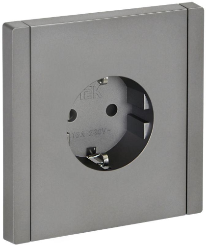 Розетка СП FORTE&PIANO FP513 16А с заземл. защ. шторки безвинт. крепл. сталь IEK FP-R14-16-1-K46