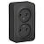 Розетка 2-м ОП Blanca 16А IP20 250В без заземл. без защ. шторок с изолир. пластиной антрацит SE BLNRA000216
