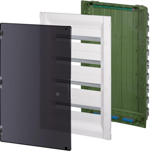 Щиток распределительный СП Practibox3 IK 07 4 рейки 72мод. с клеммник. заземл. и нейтрали IP40 прозр. дверь Leg 401759