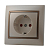 Розетка 1-м СП Mira 16А IP20 с заземл. защ. шторки керамика свет. корич./жемчуж./бел. метал. LEZARD 701-3031-124