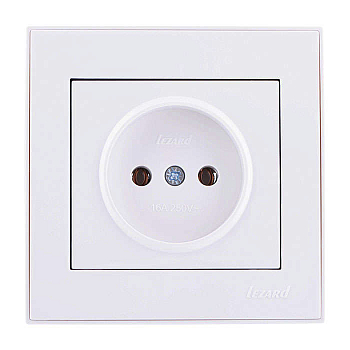 Розетка 1-м СП Rain 16А IP20 без заземл. керамика бел. LEZARD 703-0202-121