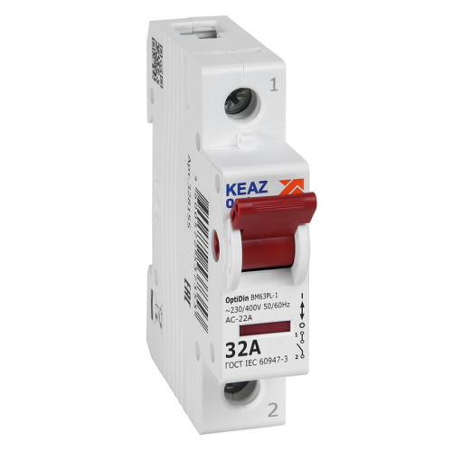 Выключатель нагрузки модульный 1п 32А OptiDin BM63PL-132-УХЛ3 (ВМ63PL) КЭАЗ 328155