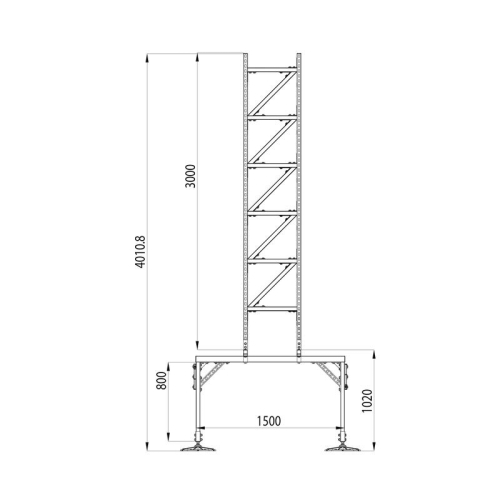 Конструкция опорная для базовой станции сотовой связи TECHNORAPTOR-FOOT 500х500х3000 KM-TR-F-CT-500-500-3000 КМ TR0082