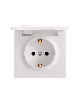 Розетка 1-м ОП LETO с заземл. с крышкой LETO ПБТ бел. LEZARD 752-0200-123B