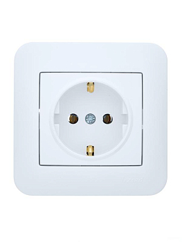 Розетка 1-м СП ASTI 16А IP20 с заземл. термопласт в сборе бел. LEZARD 7081-0202-122B