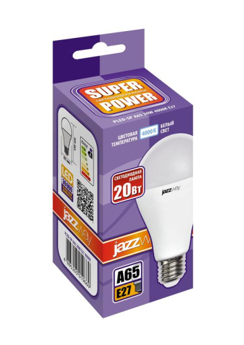 Лампа светодиодная PLED-SP 20Вт A65 4000К нейтр. бел. E27 230В/50Гц JazzWay 5019669