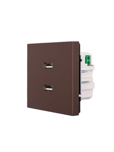 Розетка 2-мест. USB разъем СП ZIMA IP20 шоколад LEZARD 704-7388-192