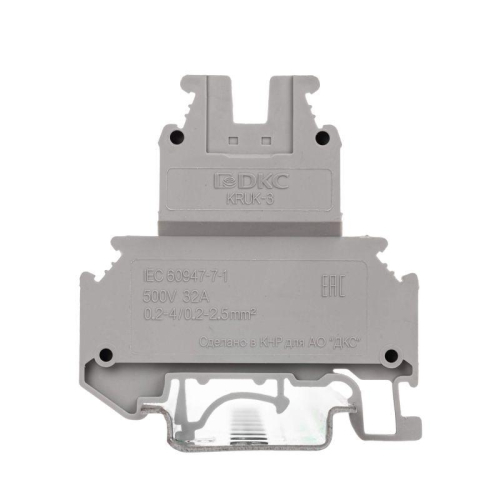 Клемма двухуровневая винтовой зажим 4 точки подключения 2.5кв.мм сер. DKC KRUK-3