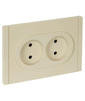 Розетка 2-м СП FORTE&PIANO FP425 10А без заземл. защ. шторки безвинт. крепл. ваниль IEK FP-R23-10-1-K10