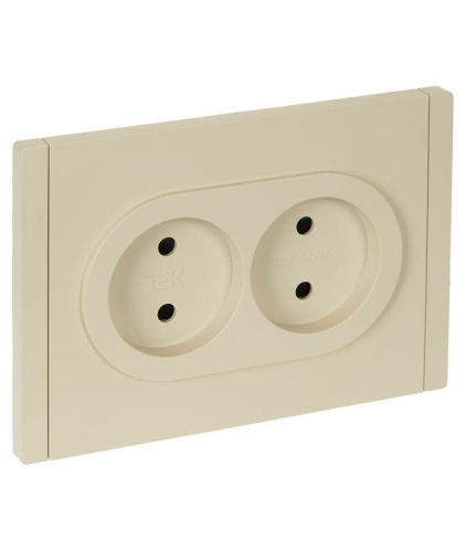 Розетка 2-м СП FORTE&PIANO FP425 10А без заземл. защ. шторки безвинт. крепл. ваниль IEK FP-R23-10-1-K10