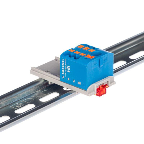 Блок распределительный зажим push-in 1 ввод 6кв.мм 6 точек подключения 25кв.мм син. DKC DTP1-106-104SPUB