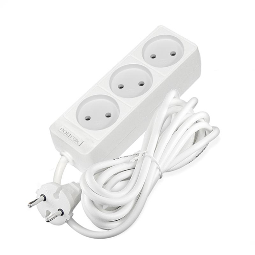 Удлинитель 3х3м без заземл. 10А IP20 2.2кВт ПВС 2х1 бел. DOMTOK 2351
