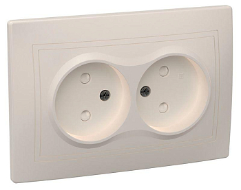 Розетка 2-м СП Кварта РСш12-2-ККм 10А IP20 без заземл. защ. шторки крем. IEK ERK20-K33-10-DM