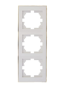 Рамка 3-м Rain вертикал. с зол. боковой вставкой бел. LEZARD 703-0226-153