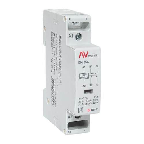 Контактор модульный КМ 25А 1NC+1NO 230VAC (1 мод.) AVERES EKF km-av-1-25-11-230V