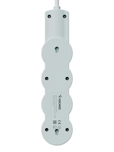 Удлинитель 3х1.5м с заземл. 10А IP20 USB 2800Вт 220В ПВС 3х1 с выкл. бел. КОСМОС YKsm1.5m3g-Z-VU10А-W