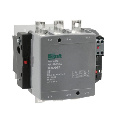 Контактор 330А 380В АС АС3 АС4 1НО+1НЗ КМ-102 DEKraft 21965DEK