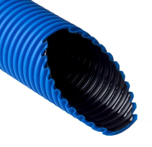 Труба гофрированная двустенная ПНД/ПВД дренажная d110/93.8мм с фильтром (уп.50м) син. Ruvinil Т2-ДР0-110Ф(50)