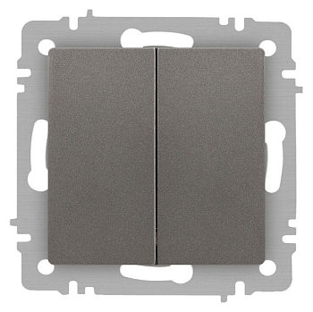 Переключатель Accent 6-107-09 двойн. 10А-250В IP20 СУ AL/CU титан Intro Б0063572