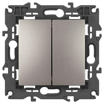 Выключатель ЭРА Elegance 14-1104-16 двойной 10АХ-250В титан Эра Б0065803
