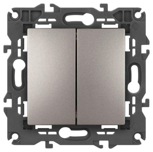 Выключатель ЭРА Elegance 14-1104-16 двойной 10АХ-250В титан Эра Б0065803