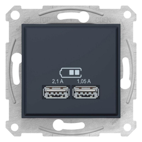 Механизм зарядного устройства USB Sedna 2.1А (2х1.05А) графит SchE SDN2710270