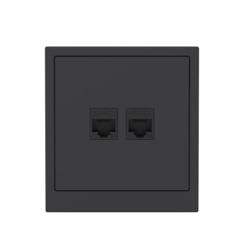 Розетка компьютерная 2-м KANT RJ45 кат.6A без шторки черн. уголь DKC 7012674