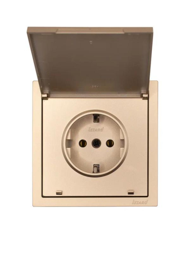 Розетка 1-мест. с/з с крышкой ПБТ СП ZIMA IP20 16А безвинт. зажим зол. LEZARD 704-3688-123BQC