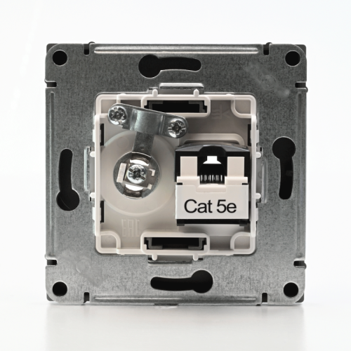 Розетка компьютерная + телевизионная 2-м ArtGallery RJ45 + TV кат.5E сталь SE GAL000989