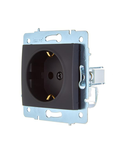 Розетка 1-м СП ASTI 16А IP20 с заземл. термопласт механизм черн. бархат. LEZARD 7081-4288-122B