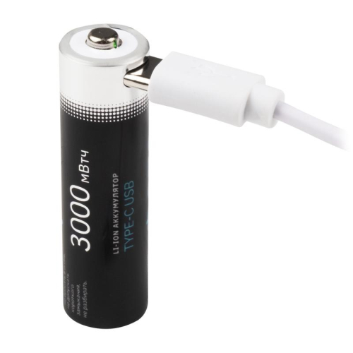 Аккумулятор литиевый AA 1.5В Li-Ion 3000мВт.ч 2000мА.ч зарядка от Type-C шнур в комплекте BL-4 (уп.4шт) ФАZА 5061606