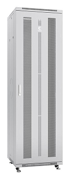 Шкаф монтажный телекоммуникационный напольн. ND-05C-42U60/80 19дюйм 42U 600х800х2055мм для распределит. и серверн. оборудования; передн. и задн. перфорир. двери ручка с замком RAL 7035 сер. Cabeus 7204c