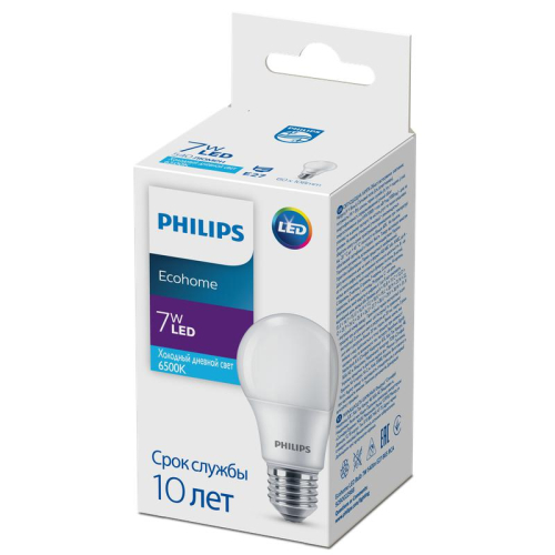 Лампа светодиодная Ecohome LED Bulb 7W 540lm E27 865 Philips 929002298817