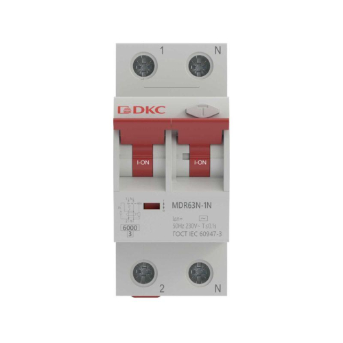 Выключатель автоматический дифференциального тока 2п (1P+N) C 50А 30мА тип A 6кА MDR63N YON MDR63N-1N2C50-A