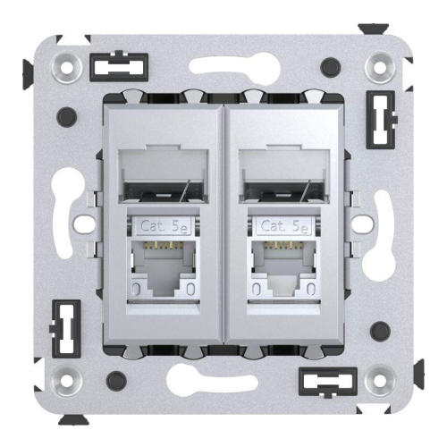Розетка 2-м RJ-45 СП кат.5e экранированная Avanti "Закаленная сталь" DKC 4404364
