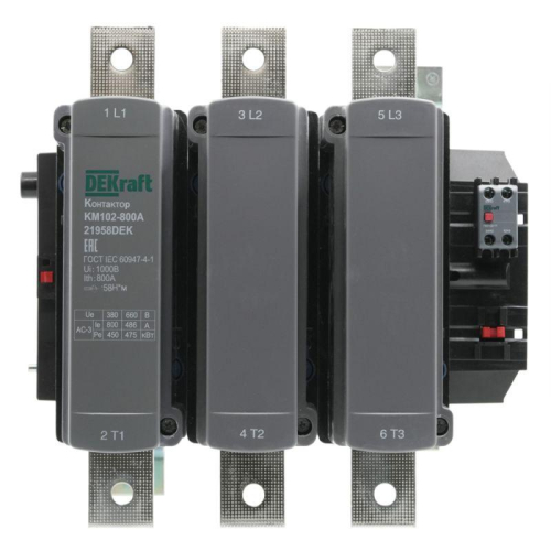 Контактор 800А 220В АС АС3 АС4 1НО+1НЗ КМ-102 DEKraft 21958DEK