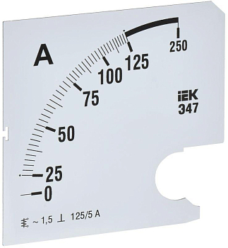 Шкала сменная для амперметра Э47 125/5А-1.5 96х96мм IEK IPA20D-SC-0125