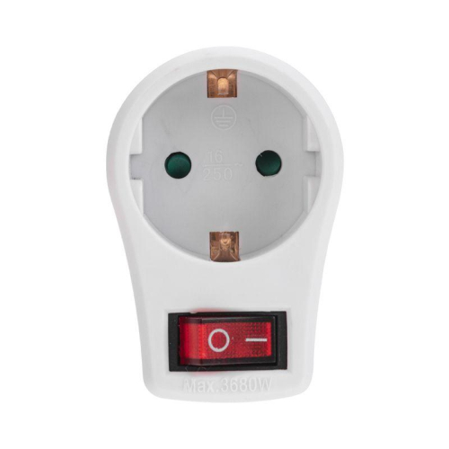 Адаптер сетевой 16А с выключателем с заземл. защ. шторки бел. Rexant 11-1084