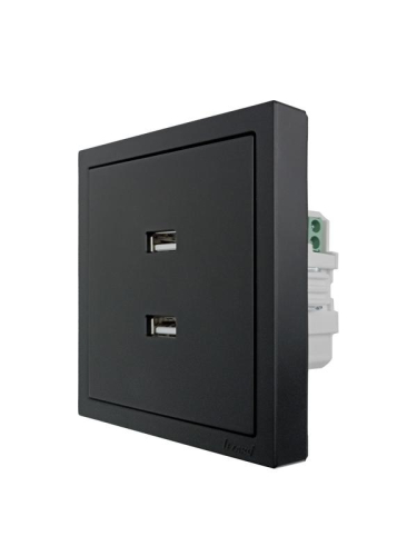 Розетка 1-м СП ZIMA IP20 + 2 USB разъем механизм черн. бархат LEZARD 704-4288-192