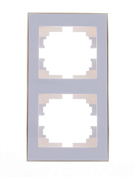 Рамка 2-м Rain вертикал. с зол. боковой вставкой бел. LEZARD 703-0226-152