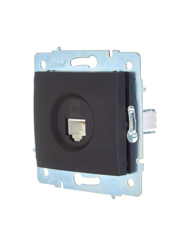 Розетка компьютерная 1-м СП ASTI IP20 RJ45 механизм Cat 6e черн. бархат LEZARD 7081-4288-140