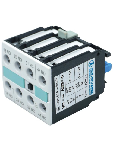 Блок-контакт 3RH1921-1FA22 4п 2НО+2НЗ IP20 для контакторов типоразмеров S0…S12 фронтальный винтовые клеммы Электротехник ET014825