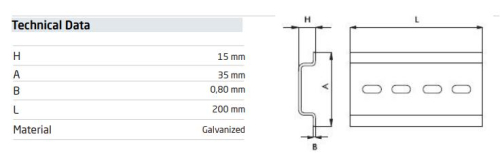 DIN-рейка неперфорированная 35х15мм L2000 оцинк. Cetinkaya Pano CP4990
