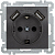 Механизм розетки 1-м СП Bolero Рюш10-1-Б 16А IP20 с заземл. защ. шторки с 2-мя заряд. устройствами USB 2.1А антрацит IEK ERB14-K95-16-U2