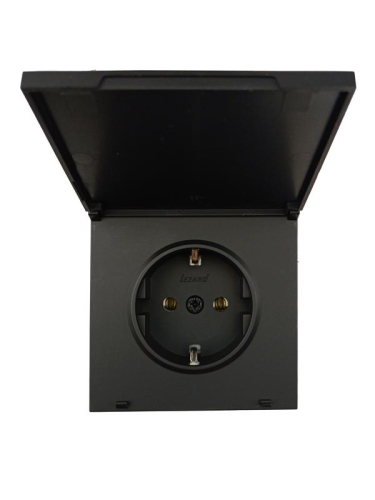 Розетка 1-мест. с/з с крышкой ПБТ СП ZIMA IP20 16А безвинт. зажим черн. бархат LEZARD 704-4288-123BQC