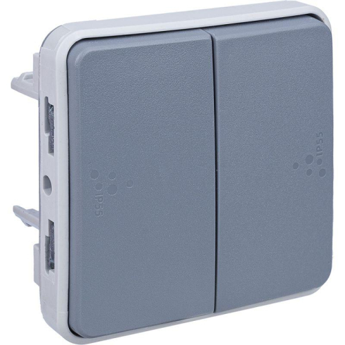 Переключатель проходной 2-кл. СП Plexo 10А IP55 10AX механизм сер. Leg 069525