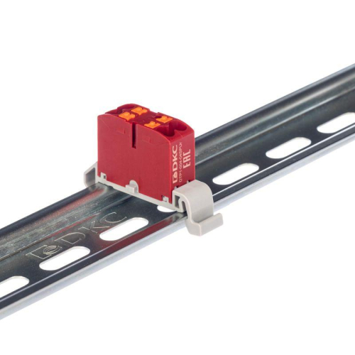 Блок распределительный зажим push-in 4 точки подключения 25кв.мм красн. DKC DTP1-004-04SPUR